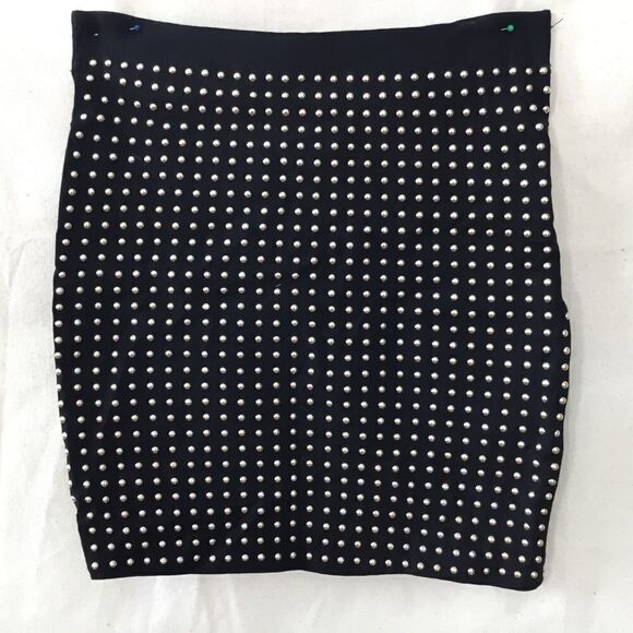 Katie black stretch studded mini skirt small - Picture 1 of 7